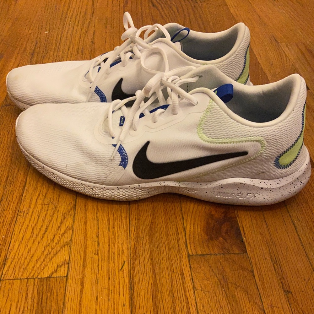 Nike Flex Experience RN 9 White Black Racer Blue - Size 13